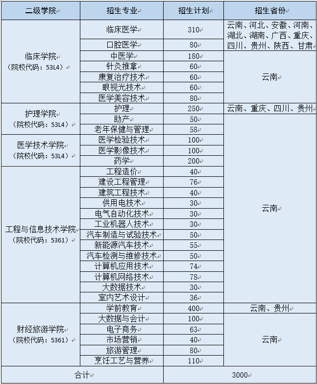 2021德宏职业学院医学类招生计划各专业招生人数